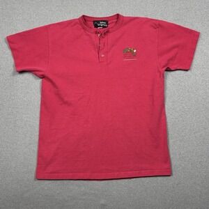 Wilderness Lodge Henley Shirt Mens Large Red Disney Originals Vintage USA